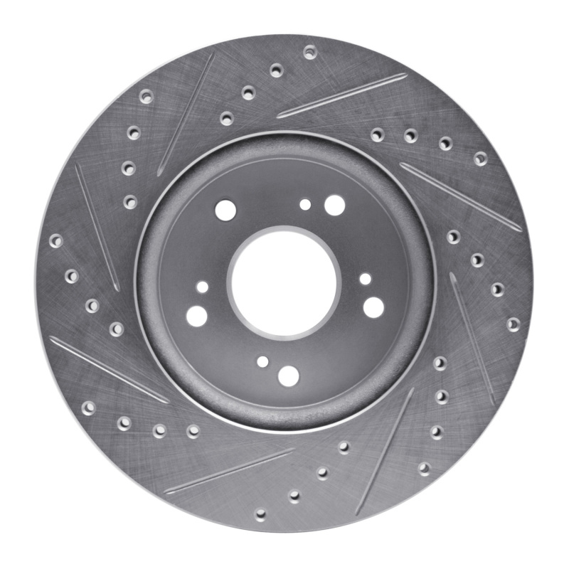 Acura RDX Brake Rotor (1) - Front Right - R1 Concepts - Drilled & Slotted - Silver - `07-`16
